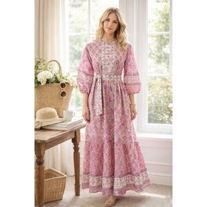 NWOT Darlington Isle belted kaftan, designer block print, $228 XS